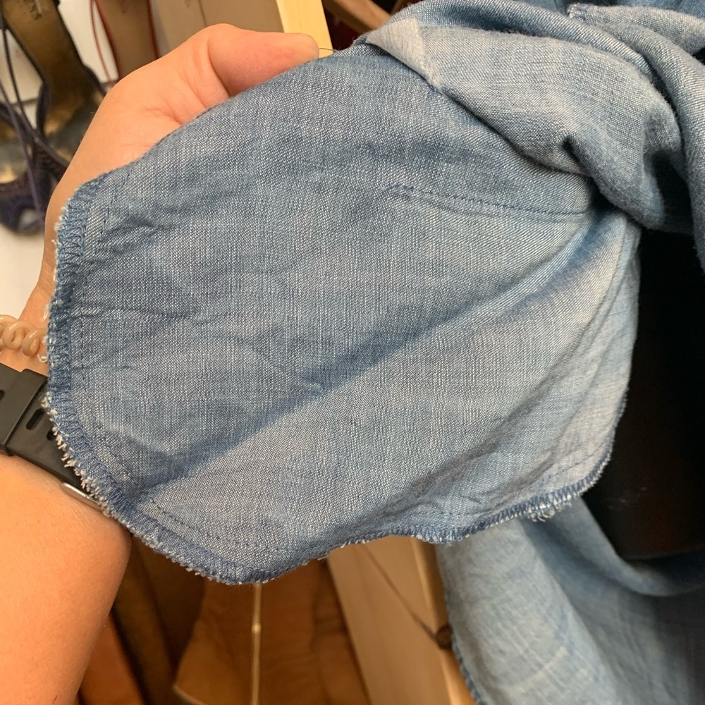 Chelsea & Theodore Chambray Blue Midi Shirt Dress NWOT - Picture 7 of 7
